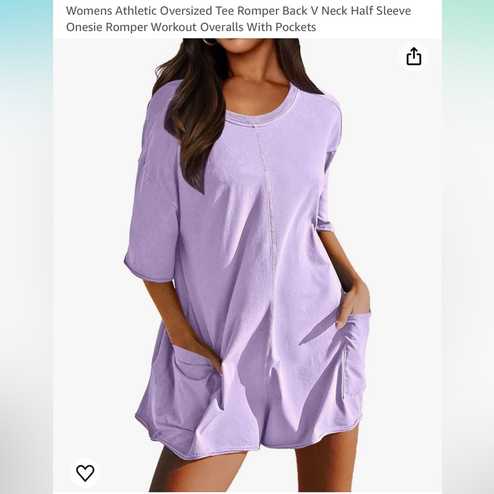 Womens Oversized Tee Romper Back V Neck Half Sleeve size Large